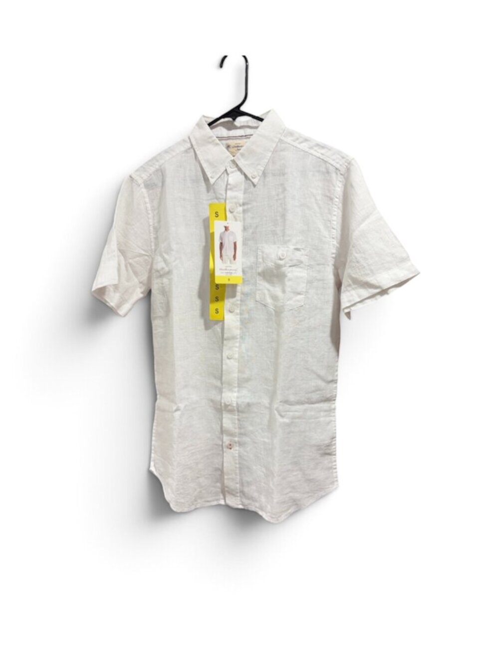 Men's Linen Cotton Short Sleeve Shirt, weather Vintage, S, White, NWT